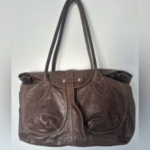 L’Incontro Genuine Leather Tote Bag | Made in Italy | Brown Leather Shoulder Bag